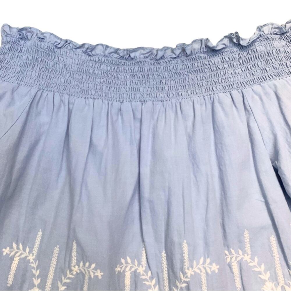 Off The Shoulder Blue Cream Floral Lace Top Medium Boho Peasant Prairie Festival - Picture 6 of 9